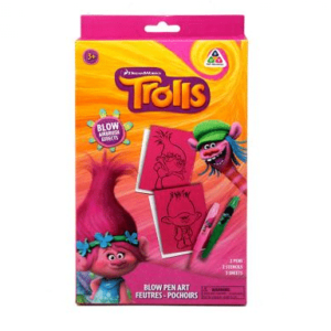 Dreamworks Trolls Stencil set & Blow Pen art boxed