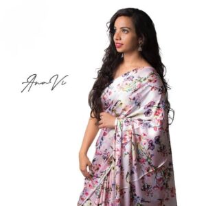 DENTY FLORALS DELIGHT Satin Silk Sari By Anavi