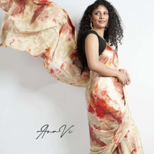 Fire ranger elegance  Satin Silk Sari By Anavi