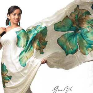 FLOWER GREEN DELIGHT Satin Silk Sari By Anavi