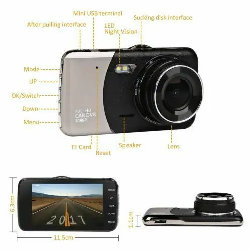 Hirix HD 1080p Front Rear Dashcam SLR Tachograph - Image 5