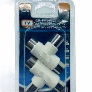 2 X SPLITER ARIEL SPLITTER 2 WAY ADAPTER COAX / COAXIAL 1 MALE 2 FEMALE