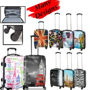 Lightweight 4 Wheel Cabin Bag Hard Shell PC Design Printed Luggage Suitcase