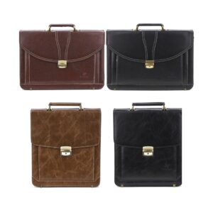 Leather Black & Brown Briefcase Shoulder Bag