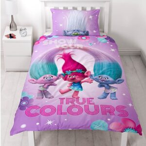 Trolls 'Glow' Single Reversible Duvet Cover & Pillowcase Set