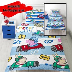 Peppa Pig George 'SPEED' Single Duvet Cover Set - Repetitive Print Design