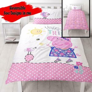 Peppa Pig 'Happy' 50% Cotton Single Reversible Duvet Cover & Pillowcase Set