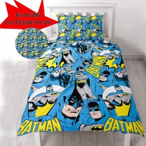 DC Comics Batman 'Hero' Reversible Double Duvet Cover & Pillowcase Set
