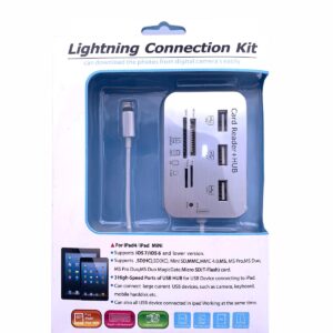 Lightning Connection Kit | Card Reader + 3 high-Speed Pots Of USB Hub