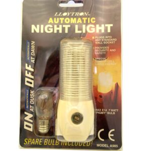 LLOYTRON Automatic Night Light | With Spare Bulb | For Indoor Use Only