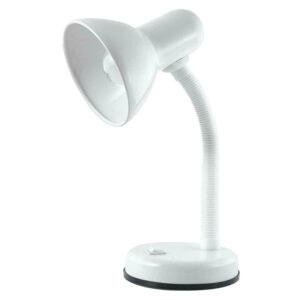 LLOYTRON 40w Small Flexible Neck Desk Reading Hobby Bedside Lamp White | L958