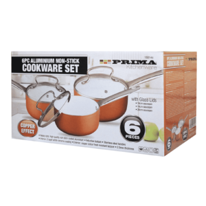 PRIMA 6 Pcs Cookware Set | Non-Stick |Cooper Saucepan with Lid