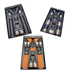 Mens Braces Lafayon Braces FMen 4 Clips Y-Back 3.5cm Wide Heavy Duty Adjustable Elastic Mens Suspenders Durable Suspenders Strong Metal Clips