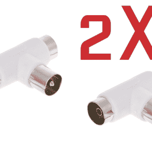 2x SPLITER ARIEL SPLITTER 2 WAY ADAPTER COAX / COAXIAL 1 MALE 2 FEMALE